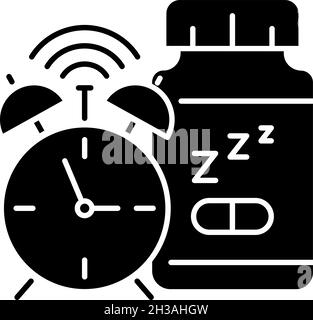 Supplements for insomnia black glyph icon Stock Vector