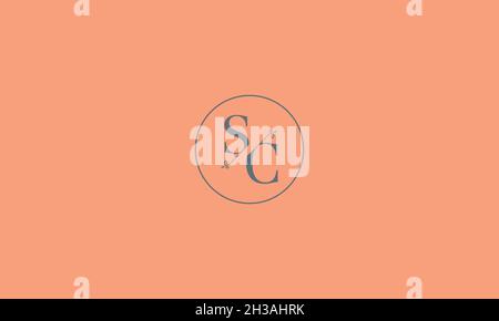 LETTERS SC LOGO DESIGN WITH NEGATIVE SPACE EFFECT FOR ILLUSTRATION USE Stock Vector