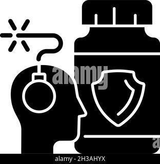 Anxiety supplements black glyph icon Stock Vector