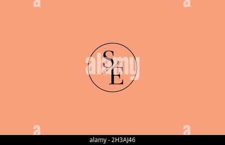 LETTERS SE LOGO DESIGN WITH NEGATIVE SPACE EFFECT FOR ILLUSTRATION USE Stock Vector