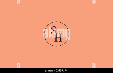 LETTERS SH LOGO DESIGN WITH NEGATIVE SPACE EFFECT FOR ILLUSTRATION USE Stock Vector
