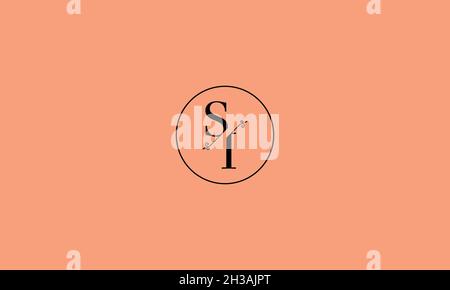 LETTERS SI LOGO DESIGN WITH NEGATIVE SPACE EFFECT FOR ILLUSTRATION USE Stock Vector