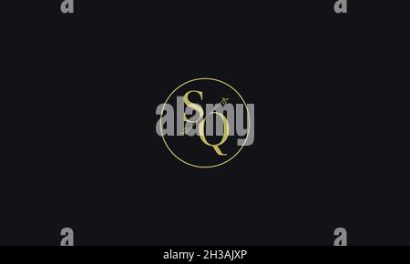 LETTERS SQ LOGO DESIGN WITH NEGATIVE SPACE EFFECT FOR ILLUSTRATION USE Stock Vector