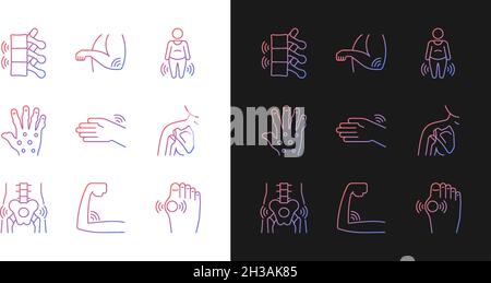 Joint inflammation gradient icons set for dark and light mode Stock Vector