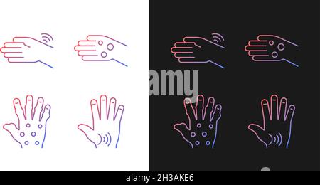 Arthritis in hands gradient icons set for dark and light mode Stock Vector