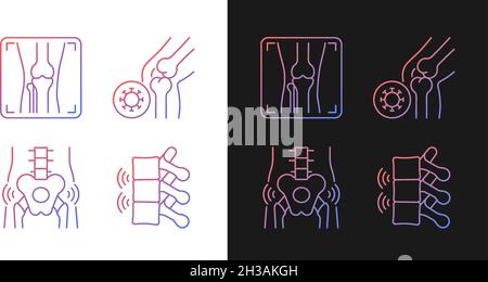 Extreme aching in bones gradient icons set for dark and light mode Stock Vector