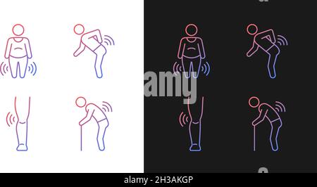 Elderly patients with arthritis gradient icons set for dark and light mode Stock Vector