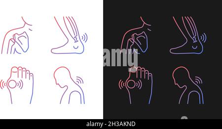 Musculoskeletal pain gradient icons set for dark and light mode Stock Vector