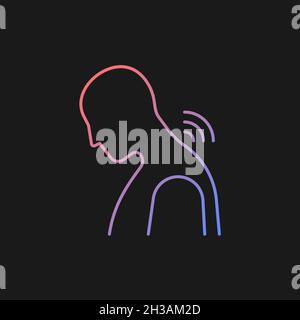 Neck rheumatism gradient vector icon for dark theme Stock Vector
