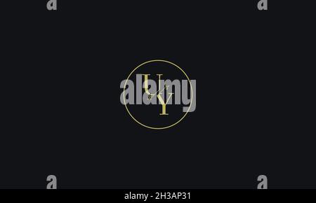 LETTERS UY LOGO DESIGN WITH NEGATIVE SPACE EFFECT FOR ILLUSTRATION USE Stock Vector