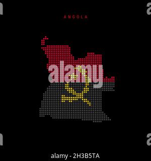 Square dots pattern map of Angola. Angolan dotted pixel map with ...