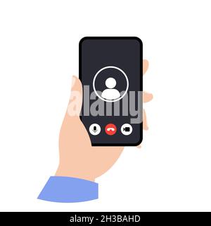 Phone in your hand. Video call Stock Vector