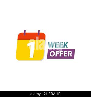 1 week offer sale icon flat style Stock Vector