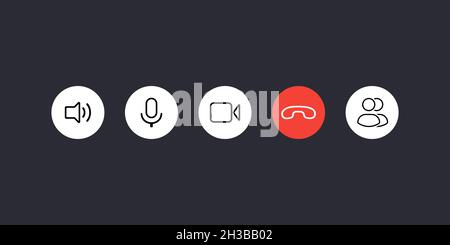 Video call button icon set Stock Vector