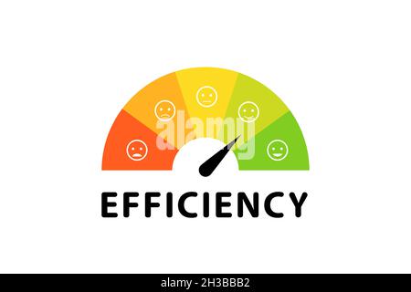 Efficiency meter. Different emotion. Flat style Stock Vector