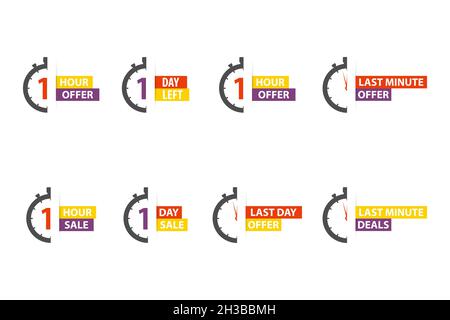 Sale set icons flat style. Stopwatch timer concept Stock Vector