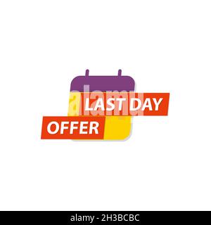 Last day offer calendar icon sale flat style Stock Vector