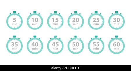 Timer stopwatch icon set flat style Stock Vector