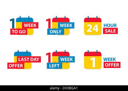 Sale icon set flat style calendar concept Stock Vector