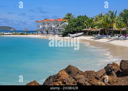 David's Beach Hotel at Chatham Bay on Union Island, part of the nation of Saint Vincent and the Grenadines in the Caribbean Sea Stock Photo