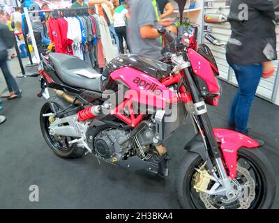 BOGOTA, COLOMBIA - May 31, 2018: A red motorcycle at the Corferias in Bogota, Colombia Stock Photo