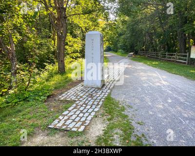 Great Allegheny Passage ( GAP ) bike trailMason Dixon Line Stock Photo