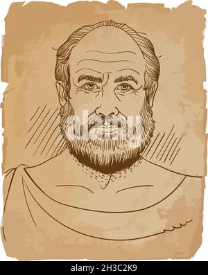 Metaphysics was a pre-Socratic Greek philosopher who lived in Miletus, a city of Ionia. Stock Vector