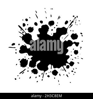 Black blot on a white background. Spilled ink liquid. Vector isolated illustration Stock Vector