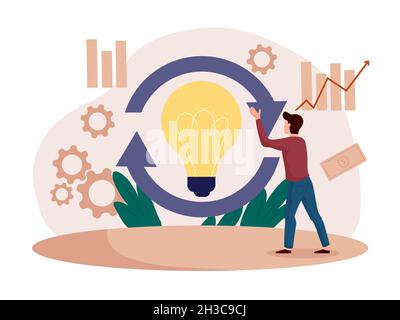 Implementation or integration of innovative ideas concept Stock Vector