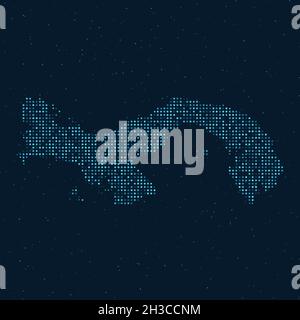 Abstract Dotted Halftone with starry effect in dark Blue background with map of Panama. Digital dotted technology design sphere and structure. vector Stock Vector