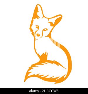 Silhouette of a fox on a white background. Cute predator. The mouse hunter. A relative of the wolf, jackal and dog Stock Photo