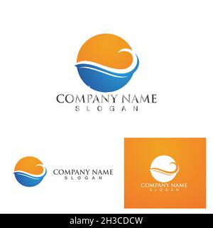 wave water beach logo vector Stock Vector