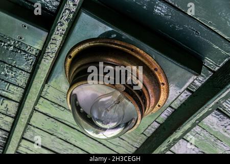 Lamp on a old train platform Stock Photo