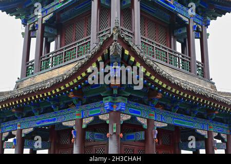 Kuixing tower two tiered pavilion-Tang Dynasty style-City Wall's walkway. Xi'an-China-1602 Stock Photo