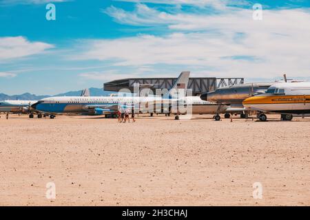 A collection of retired jet aircraft at the Pima Air & Space Museum, Arizona, USA Stock Photo