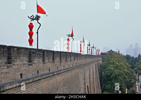 City Wall's south section over Wenchang-Prosperity of Learning Gate. Xi'an-China-1603 Stock Photo