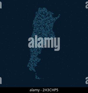 Abstract Dotted Halftone with starry effect in dark Blue background with map of Argentina. Digital dotted technology design sphere and structure. vect Stock Vector