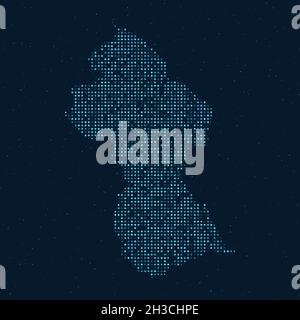 Abstract Dotted Halftone with starry effect in dark Blue background with map of Guiana. Digital dotted technology design sphere and structure. vector Stock Vector