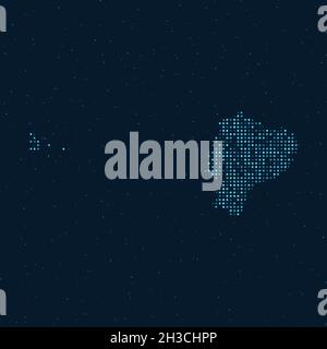 Abstract Dotted Halftone with starry effect in dark Blue background with map of Ecuador. Digital dotted technology design sphere and structure. vector Stock Vector