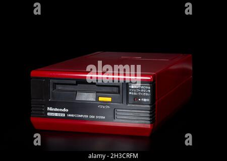 Fukuoka, Japan - october 26, 2021 : Family Computer Disk System peripheral for Nintendo's Family Computer home video game console released in Japan Stock Photo