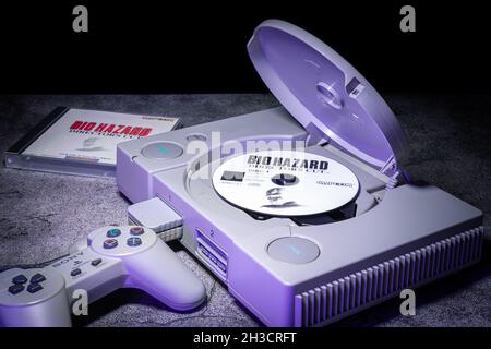 Fukuoka, Japan - october 27, 2021 : Biohazard director's cut disk by capcom released in 1997 in a sony playstation console Stock Photo
