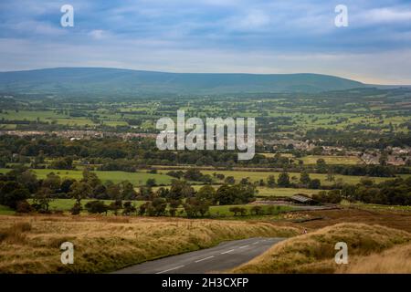 Scenic Views looking over Clitheroe, North West England, UK, country Stock Photo