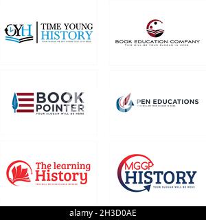 Modern education knowledge learning book logo design Stock Vector