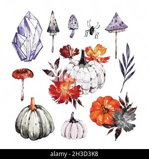 watercolor halloween element collection design vector illustration Stock Vector