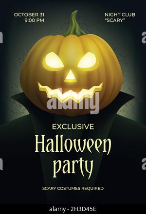 realistic halloween party poster design vector illustration Stock ...