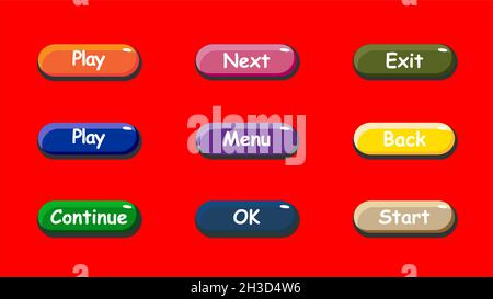 Game ui set of Buttons. GUI to build 2D games. Vector. Can be used in the production of mobile, web or video games. Stock Vector
