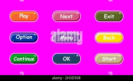 Game ui set of Buttons. GUI to build 2D games. Vector. Stock Vector