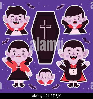 hand drawn vampire character collection design vector illustration Stock Vector