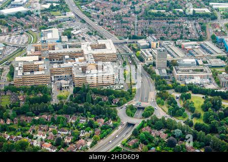 Aerial image of Queens Medical Centre, Nottingham Nottinghamshire England UK Stock Photo