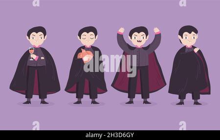 hand drawn vampire character collection design vector illustration Stock Vector